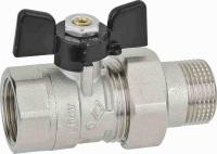 Кран шаровый 1/2" с американкой (бабочка) Bugatti (стандартный проход, до 40 бар, до +120°С) (922)