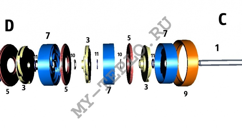 Запчасти насоса Джилекс Водомет 60/72: схема (часть 4) запчасти Джилекс Водомет 60/72