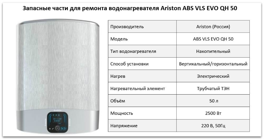 Купить запчасти Ariston ABS VLS EVO QH 50 в Белгороде